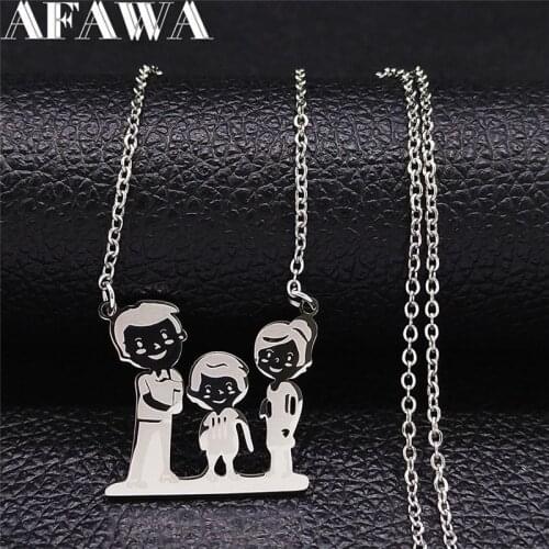 2021 Stainless Steel Dady Mom 1 Boy Chain Necklace Silver Color Family Necklaces Jewelry collares acero inoxidable NXS01