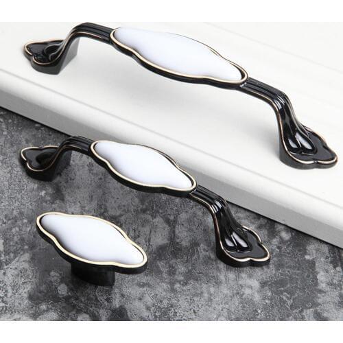Black and white ceramic handles European minimalist cabinets wine cabinets Shoe cabinet furniture small handle American ceramic