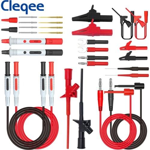 Cleqee P1600D 10 IN 1 Multimeter Probe Cable Test Leads Kit Automotive Probe Set IC Test Hook Clip 4mm Banana Plug Test Cable