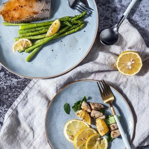 Color Glaze Ceramic Plate Salad Dish Dessert Dishes Dinner Plates Steak Platos Porcelain Western Tableware Decorative Food Tray