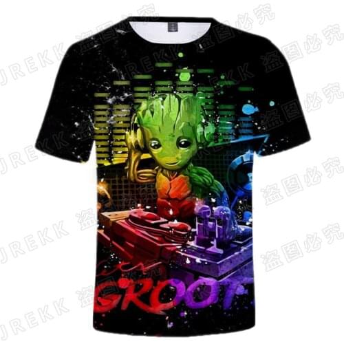 Groot Child Anime t-shirt Summer 3D Print New Casual Mens t shirt Harajuku Boy Girl Kids Oversized tops Fashion Women Short tee