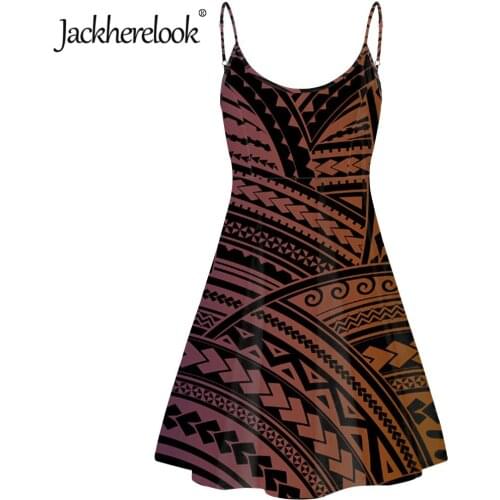Jackherelook Gradient Polynesian Tribal Africa Ethnic Design Harajuku Slip Dress for Womens Ladies Summer Backless Party Dress