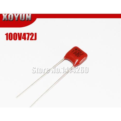 10pcs/lot 100V472J Pitch 5MM 472J 100V CBB Polypropylene film capacitor