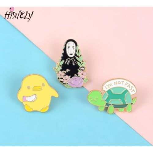 Creative cute cartoon student faceless male brooch chick tortoise flower brooch personalized shirt lapel badge