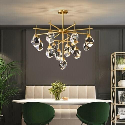 All copper Nordic luxury living room chandelier creative crystal restaurant post-modern minimalist atmospheric bedroom lamps