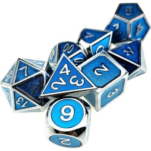 Metal DND Dice Super Heavy Set of 8 D&D Dice for Dungeons and Dragons Games