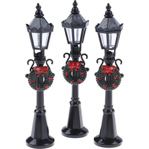 1pc Black 1/12 Dollhouse Miniature Christmas Park Street Lamp Doll Streetlight Toy For Doll house Garden Decoration 12cm