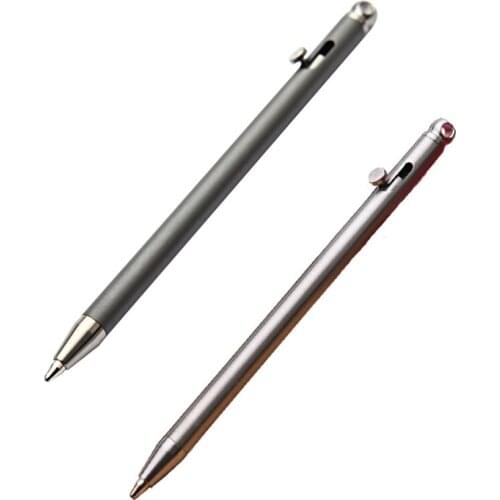 Multifunction Mini Keychain Bolt Action Pen Stainless Steel Ballpoint Pen Signature Pen Portable EDC Gadget