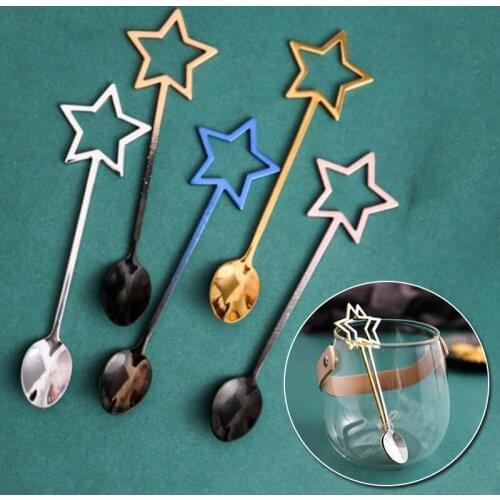 Stainless Steel Coffee Spoon Star Shape Ice Cream Dessert Tea Spoon Stirring Drinking Spoon Kitchen Accessories Tableware