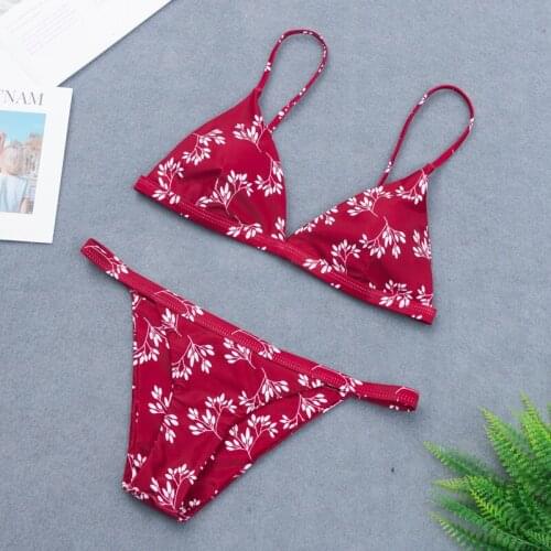New Bikini 2021 Women Sexy Swimsuit Swimwear Green Printed Swimming Bathing Suit Push Up Bikini Set Red Female Beachwear Biquini
