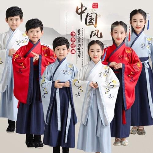 New style childrens costume embroidery Hanfu Chinese style boys and girls embroidery costumes Childrens dance clothes SP0296