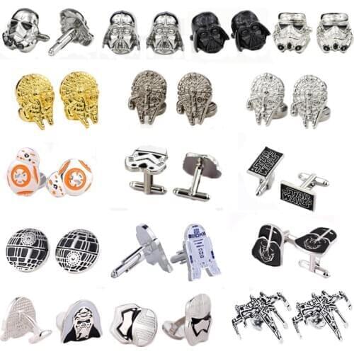 WholeSale 20pairs/lot War Star Cufflinks Stormtrooper Darth Vader Cuff Links Alloy Shirt Cufflink For Men Jewelry Gift