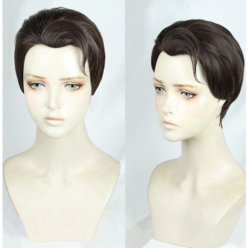 Movie Detroit: Become Human Connor Cosplay Wigs Short Dark Brown Heat Resistant Synthetic Hair Wig + Wig Cap
