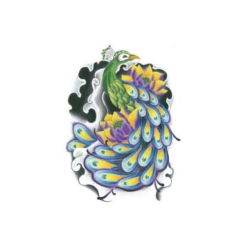 Peacock Animal Colored Feathers Tattoos Stickers Women Body Waist Arm Art Tattoos Temporary Girls Butterfly Tatoos Rose Chains