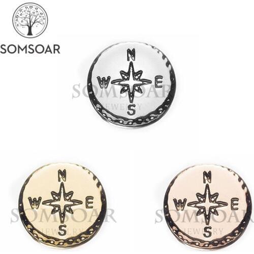 Somsoar Jewelry compass Slide Charms fit 10mm Stainless steel Mesh Bracelet Leather Wrap Bracelet accessories Making 10pcs/lot