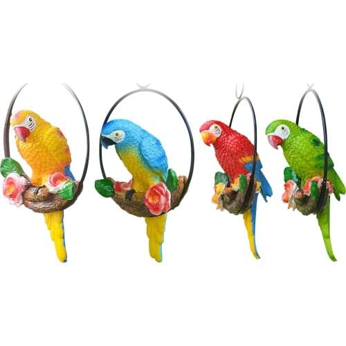 Resin Parrot Home Decoration Creative Animal Bird Model Garden And Wedding Hanging Bird Statue Innovative Iron Ring Parrot
