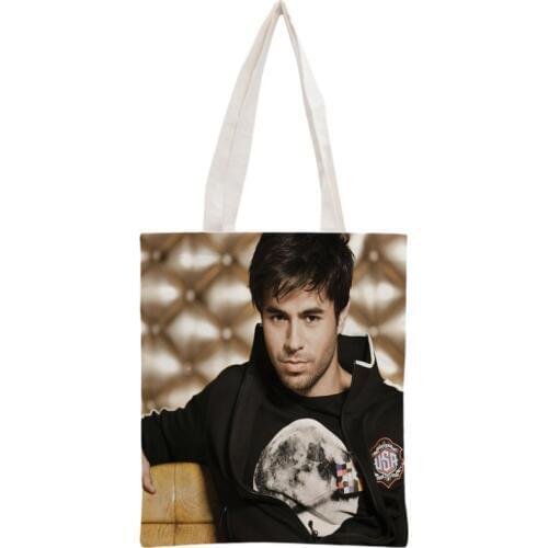 Custom Enrique Iglesias Tote Bag Reusable Handbag Women Shoulder Foldable Cotton Canvas Shopping Bags
