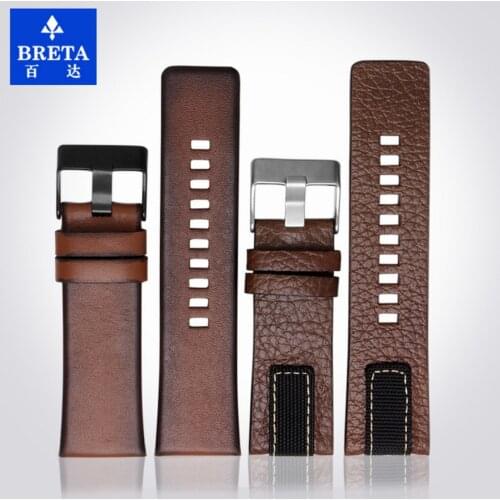 BRETA watch strap leather for Diesel for DZ4318 DZ4283 DZ4281 DZ4323 DZ7343 26mm watch band bracelet Retro