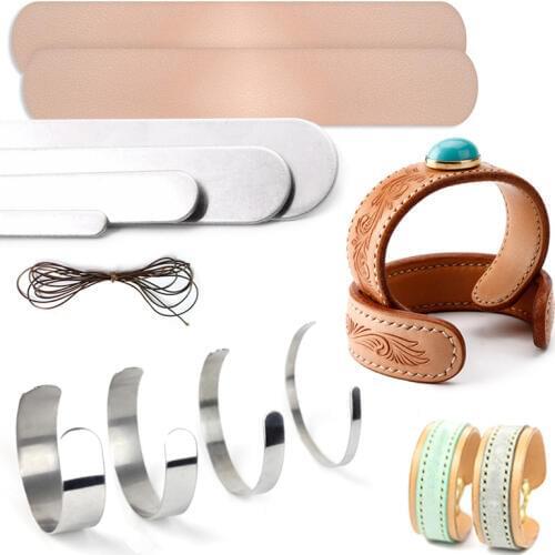 DIY 5-20mm Genuine Cow Leather, Sewing Waxed Thread Wristband Bracelet Making Materials Set, Include Stainless Steel Inner Core