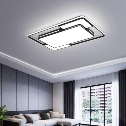 New Modern LED Ceiling Lights For Living Dining Room Kitchen Black Rectangle Led Ceiling Lamps Bedroom Para Teto LED Lights
