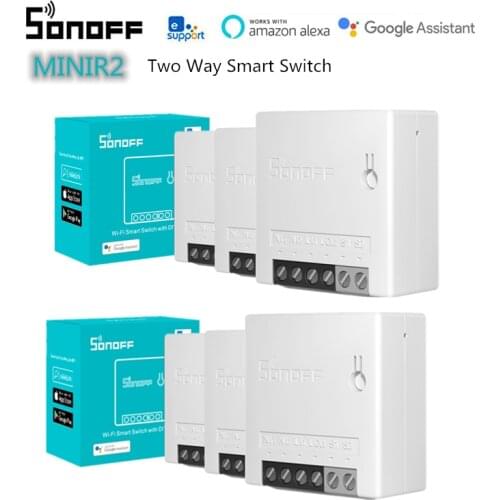 10pcs SONOFF MINIR2 Wifi DIY Mini Switch Two Way Wiring Smart Home Automation Modules Compatible with eWelink Alexa Google Home