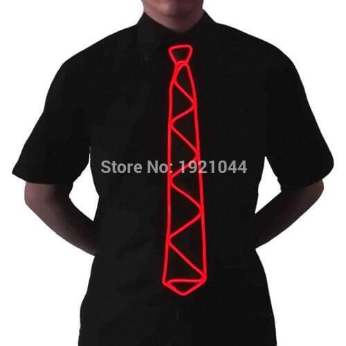 High quality 10 Colors 50pcs Glowing EL wire Necktie Flashing Light up LED Neon Glow Neck Tie for Party Decorative men necktie