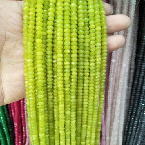 Fruit green Faceted Stone Beads Flat Round Shape Loose Bead 2x4mm 38cm Strand Jewelry Making Accessories DIY Necklace Bracelet