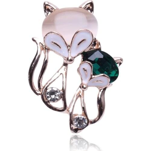 Fox restoring ancient ways with high-grade opal crystal brooch brooches female accessories pin chain.scarves buckle