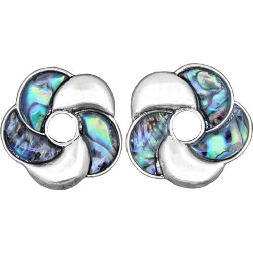 Retro Water Drill Flower Shape Abalone Shellfish Earring Women