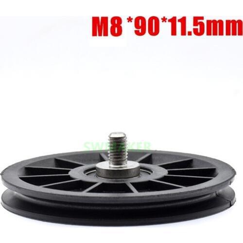1pcs M8*90*11.5mm 10*90*11.5mm 9cm nylon wheel, U groove V grooved pulley, bearing wire rope guide wheel, elevator lifting wheel