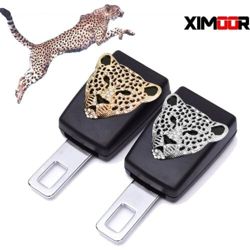 2pcs / set car seat buckle converter with diamond leopard head extende Clip Seat belt adapter Auto Accessories