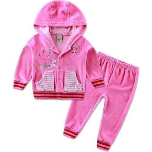Baby boys ang girls suits Hoodie Clothing set long sleeve velour jackets+long pants 2 pcs/set Children Clothes