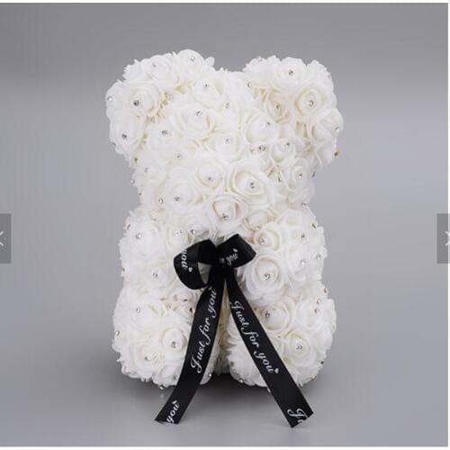 2020 Diamond rose bear with heart artificial roses foam roses flower Diamonds bear rose Valentines Day gifts Mothers Day