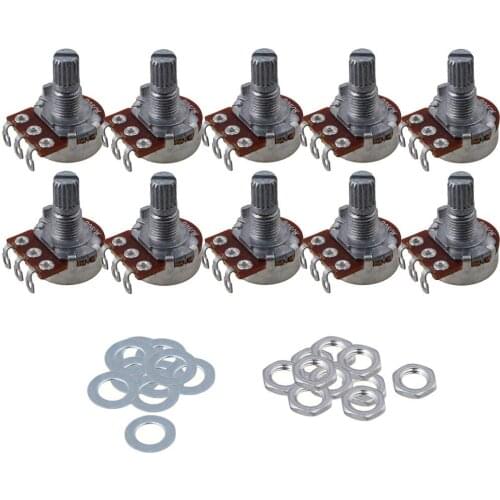 A250k Short Shaft 15mm Linear Pot Guitar Tone Potentiometer for Electric Guitar Set of 10