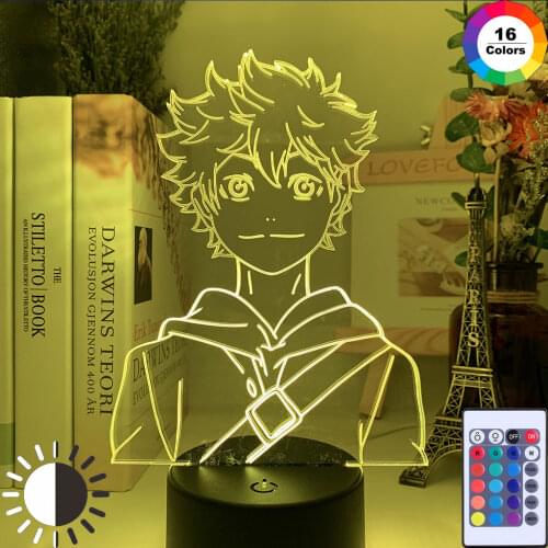 3D Acrylic LED Night Light Anime Haikyuu Shoyo Hinata Figure for Kids Bedroom Decor Nightlight Cool Manga Gadget Child TableLamp