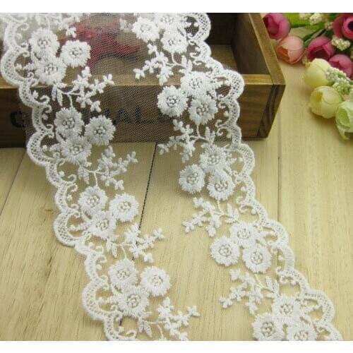 Free ship embroidered ROSE 10cm Wide Brimmed SUEDE flora Edge Lace Tape DIY decorative border GOOD QUALITY [LACE-BFC22]