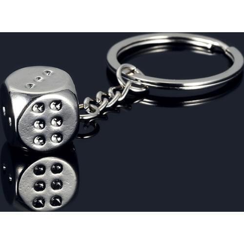 For Women Men Unisex Car Bag Decor Key Ring Creative Key Chain Metal Personality Dice Shape Model Alloy Key Holder