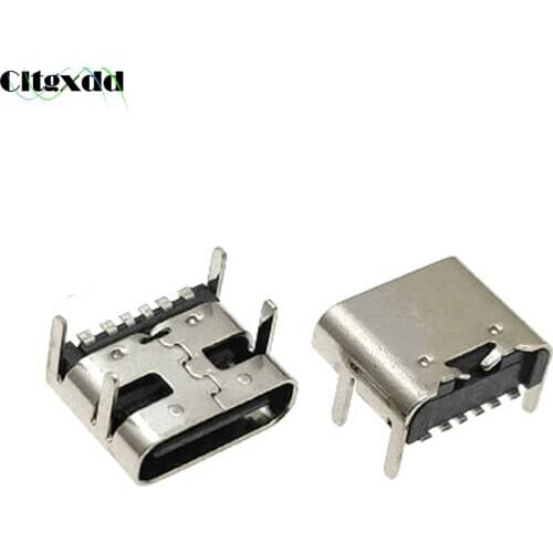 Cltgxdd 10PCS/Lot USB 3.1 Type-C Female Socket Connector 6 Pin SMT Type C Charging Port For PCB Design DIY High Current Charging