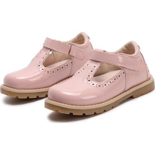 Kid Shoes Children Girls Baby Glossy Retro Leisure Shoes Soft Bottom Leather Shoes Princess Shoes Autumn Solid Color SMG012