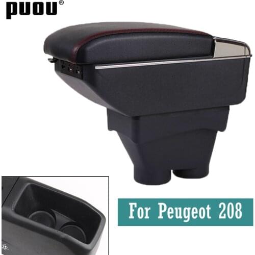 Armrest For Peugeot 208 2013-2020 Dual layer heighten USB Charging Centre Console Storage Box Car Styling decoration accessories