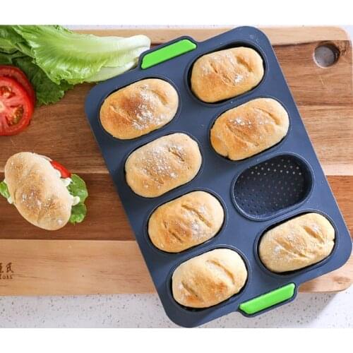 Food Grade Non Stick Baking Mold Silicone French Bread Mold Household Hamburger Molds Muffin Pan Tray Kitchen Baking Tools