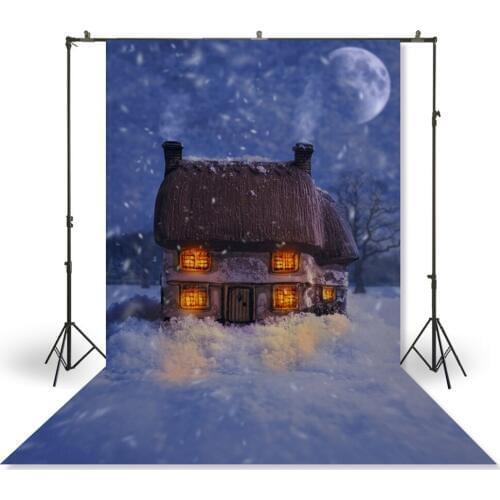 HUAYI Photography Backdrop Newborns Baby Child Photo Booth Background Christmas Winter Snowy House Family Photodrops XT-4502
