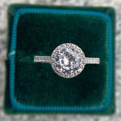 GZXSJG Natural Moissanite Rings For Women 1.2ct 7.0mm Round Cut GRA Diamond Test Passed Fashion Claw Setting Wedding Ring Gift