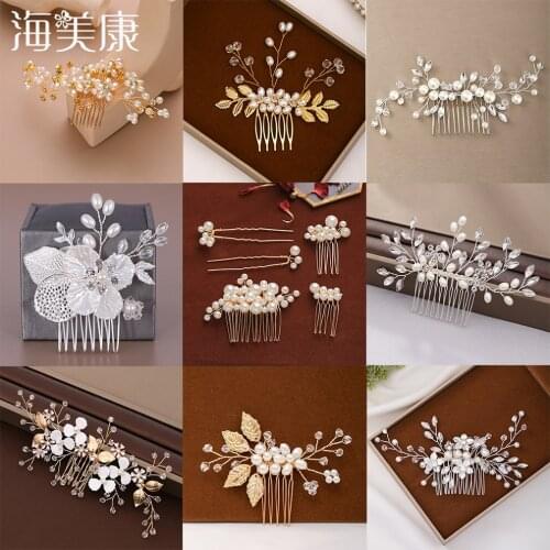 Haimeikang White Flower Hair Comb Bun Earring Set Accessories Bride Bridesmaid Wedding Hair Adorn Long Pendant Crystal Jewellery