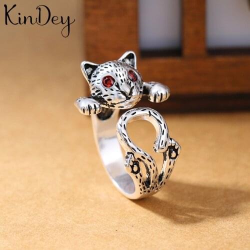 Kindey Bijoux Boho Silver Color Cat Rings for Women Lady Rings Fashion Party Statement Jewelry Wholesale