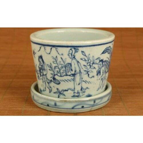 Chinese old blue and white porcelain hand painting flowerpot in good condition
