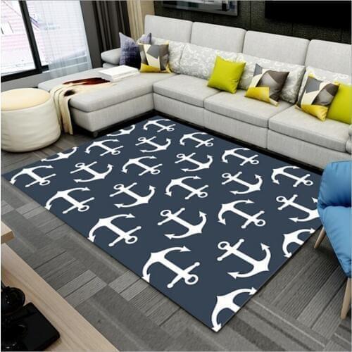 European Anchors Print Carpet Multi-size Decor Water absorption fabric Floor Mat Living Room Bedroom Rug Non-slip Tapetes Carpet