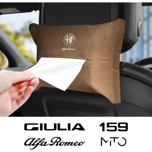 For Alfa Romeo Giulia Giulietta 159 156 Mito Stelvio 4C Auto Tuning Accessories Car Seat Back Tissue Bag Leather Storage Box