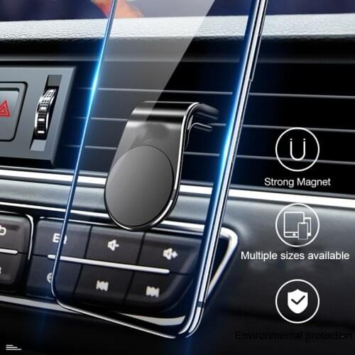 Metal magnetic car phone bracket Mini L-shaped vent car GPS bracket For iPhoneX Samsung Xiaomi Android Smartphone Magnet bracket