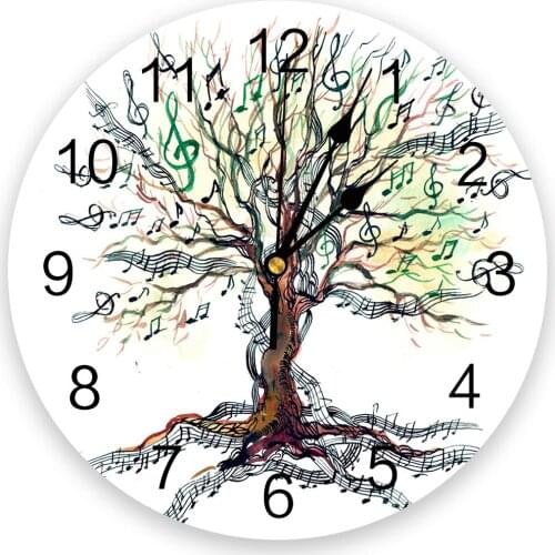 Music Tree Plant Musical Notes 3D Wall Clock Modern Design Brief Living Room Decoration Kitchen Clock Art Wall Watch Home Decor